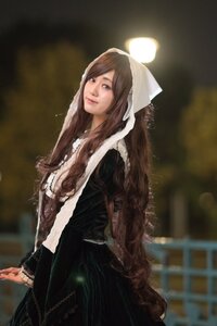 Rating: Safe Score: 0 Tags: 1girl black_dress blurry brown_hair dress green_eyes lips long_hair long_sleeves looking_at_viewer solo suiseiseki User: admin