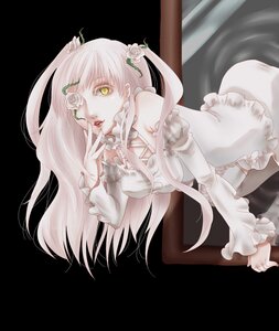 Rating: Safe Score: 0 Tags: 1girl breasts detached_sleeves dress eyepatch flower frills hair_ornament image kirakishou long_hair rose solo twintails white_flower white_hair white_rose yellow_eyes User: admin