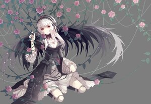 Rating: Safe Score: 0 Tags: 1girl breasts dress flower gothic_lolita hairband image joints lolita_fashion long_hair long_sleeves looking_at_viewer pink_flower pink_rose plant purple_flower purple_rose red_eyes rose solo suigintou thorns very_long_hair vines wings User: admin