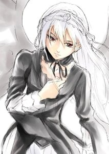 Rating: Safe Score: 0 Tags: 1girl bangs black_dress black_ribbon closed_mouth detached_collar dress frills hairband image juliet_sleeves long_hair long_sleeves looking_at_viewer puffy_sleeves red_eyes ribbon simple_background solo suigintou upper_body very_long_hair white_background wings User: admin