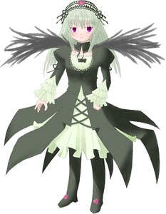 Rating: Safe Score: 0 Tags: 1girl black_dress black_wings blush dress flower frills full_body hairband image juliet_sleeves long_hair long_sleeves looking_at_viewer pink_eyes puffy_sleeves silver_hair simple_background solo standing suigintou white_background wings User: admin