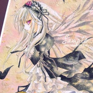 Rating: Safe Score: 0 Tags: 1girl bird black_ribbon dress feathers flower frills hairband image lolita_hairband long_hair long_sleeves pink_eyes profile purple_eyes ribbon silver_hair solo suigintou traditional_media watercolor_(medium) wings User: admin