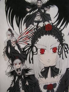 Rating: Safe Score: 0 Tags: 1girl black_wings character_sheet dress flower frills image long_hair long_sleeves multiple_views red_eyes rose solo suigintou wings User: admin