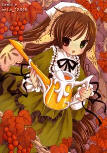Rating: Safe Score: 0 Tags: 1girl apple black_neckwear black_ribbon brown_hair dress food frills fruit grapes green_dress green_eyes hat heterochromia holding image lace lace-trimmed_ribbon lace_trim long_hair long_sleeves looking_at_viewer neck_ribbon open_mouth peloli plant red_eyes ribbon rozen_maiden smile solo suiseiseki tomato very_long_hair watering_can white_headwear User: admin