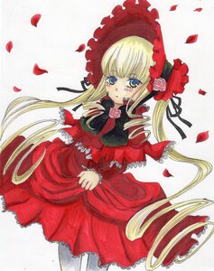 Rating: Safe Score: 0 Tags: 1girl blonde_hair blue_eyes blush bonnet bow bowtie dress drill_hair flower image long_hair long_sleeves marker_(medium) pantyhose petals pink_flower red_dress red_flower rose rose_petals shinku solo traditional_media twin_drills twintails User: admin