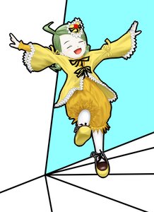 Rating: Safe Score: 0 Tags: 1girl :d ahoge closed_eyes dress flower full_body green_hair hair_ornament image kanaria long_sleeves open_mouth outstretched_arms personification smile solo spread_arms standing standing_on_one_leg yellow_dress User: admin