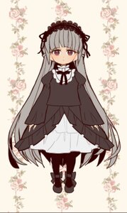 Rating: Safe Score: 0 Tags: 1girl bangs black_dress blush closed_mouth dress flower frills full_body hairband image lolita_fashion long_hair long_sleeves looking_at_viewer ribbon rose silver_hair solo standing striped suigintou vertical_stripes very_long_hair User: admin