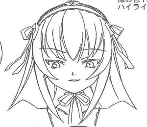 Rating: Safe Score: 0 Tags: 1girl face greyscale hair_ribbon hairband image long_hair looking_at_viewer monochrome ribbon simple_background smile solo suigintou upper_body white_background User: admin