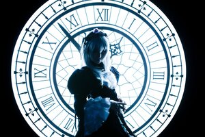 Rating: Safe Score: 0 Tags: 1girl blue_theme clock gears indoors long_sleeves magic_circle monochrome solo stained_glass suigintou window User: admin