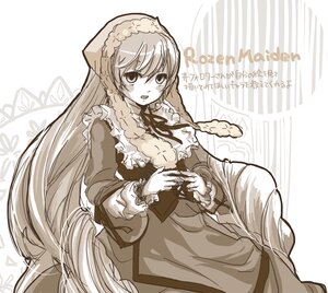 Rating: Safe Score: 0 Tags: 1girl apron blush braid dress image long_hair long_sleeves looking_at_viewer monochrome open_mouth solo suiseiseki very_long_hair User: admin