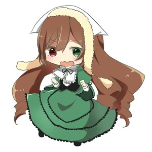 Rating: Safe Score: 0 Tags: 1girl blush brown_hair chibi dress frills full_body green_dress green_eyes heterochromia image long_hair long_sleeves open_mouth red_eyes solo striped suiseiseki tears vertical_stripes very_long_hair wavy_mouth white_background User: admin