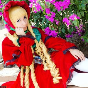 Rating: Safe Score: 0 Tags: 1girl bangs blonde_hair blue_eyes bonnet braid capelet dress flower lace little_red_riding_hood_(grimm) long_hair long_sleeves looking_at_viewer pantyhose red_capelet red_dress shinku solo User: admin