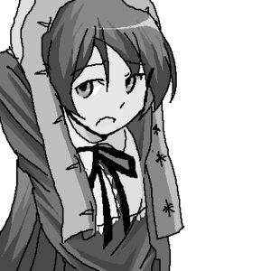 Rating: Safe Score: 0 Tags: 1girl arms_behind_head blush greyscale image long_hair monochrome neck_ribbon ribbon sleeveless solo suiseiseki upper_body very_long_hair wavy_mouth User: admin