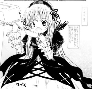 Rating: Safe Score: 0 Tags: 1girl blush chopsticks dress eating food frills greyscale hairband long_hair long_sleeves monochrome ribbon solo suigintou wide_sleeves User: admin