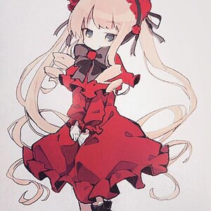 Rating: Safe Score: 0 Tags: 1girl blonde_hair blue_eyes bow bowtie dress flower grey_background image long_hair long_sleeves red_dress shinku simple_background solo twintails very_long_hair User: admin