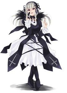 Rating: Safe Score: 0 Tags: 1girl black_footwear black_ribbon dress frills full_body hairband image long_hair long_sleeves looking_at_viewer red_eyes ribbon silver_hair solo standing suigintou white_background User: admin