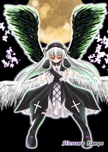 Rating: Safe Score: 0 Tags: 1girl black_wings boots detached_collar dress flower frills full_body hairband image knee_boots long_hair long_sleeves looking_at_viewer mabuchoco_m moon photoshop_(medium) red_eyes ribbon rose rozen_maiden silver_hair solo suigintou very_long_hair wings User: admin