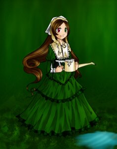 Rating: Safe Score: 0 Tags: 1girl brown_hair dress frills full_body green_background green_dress green_eyes heterochromia image long_hair long_sleeves looking_at_viewer red_eyes solo standing suiseiseki very_long_hair User: admin