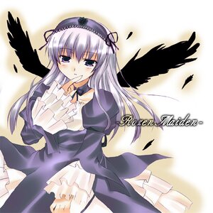 Rating: Safe Score: 0 Tags: 1girl auto_tagged black_wings cowboy_shot dress feathers finger_to_mouth frills hairband image long_hair long_sleeves looking_at_viewer silver_hair solo suigintou wings User: admin