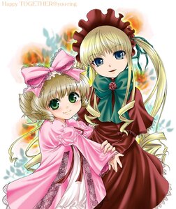 Rating: Safe Score: 0 Tags: 2girls blonde_hair blue_eyes blush bonnet bow commentary_request dress drill_hair flower frills green_eyes hair_bow hina_ichigo hinaichigo image kitano_tomotoshi long_hair long_sleeves looking_at_viewer multiple_girls pair pink_bow pink_dress red_dress red_flower red_rose ribbon rose rozen_maiden shinku short_hair smile twin_drills twintails User: admin