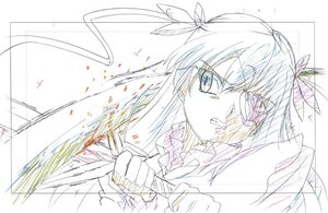 Rating: Safe Score: 0 Tags: 1girl barasuishou hair_ribbon image long_hair ribbon sketch solo two_side_up upper_body weapon User: admin