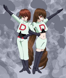Rating: Safe Score: 0 Tags: boots brown_hair dual_persona elbow_gloves gloves heterochromia image long_hair midriff navel pair short_hair siblings skirt souseiseki suiseiseki team_rocket thigh_boots thighhighs tongue tongue_out twins User: admin
