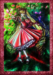 Rating: Safe Score: 0 Tags: 1girl blonde_hair blue_eyes bow dress drill_hair flower image long_hair petals red_dress rose shinku solo traditional_media twintails very_long_hair User: admin