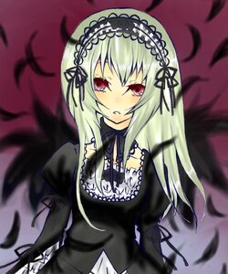 Rating: Safe Score: 0 Tags: 1girl black_feathers black_ribbon black_wings blurry blurry_foreground blush depth_of_field dress feathered_wings feathers frills hairband image juliet_sleeves lolita_hairband long_hair long_sleeves looking_at_viewer puffy_sleeves red_eyes ribbon silver_hair solo suigintou wings User: admin