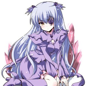 Rating: Safe Score: 0 Tags: 1girl barasuishou blush boots dress eyepatch frills full_body image long_hair long_sleeves looking_at_viewer purple_dress silver_hair sitting solo two_side_up very_long_hair yellow_eyes User: admin