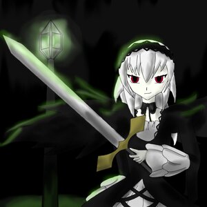Rating: Safe Score: 0 Tags: 1girl dress frills hairband holding holding_weapon image long_sleeves looking_at_viewer red_eyes solo suigintou sword weapon white_hair wings User: admin