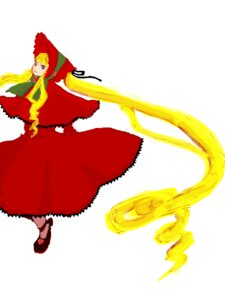 Rating: Safe Score: 0 Tags: 1girl bangs blonde_hair blue_eyes bonnet bow bowtie dress full_body green_bow image long_hair long_sleeves looking_at_viewer red_dress red_footwear shinku shoes simple_background solo standing twintails very_long_hair white_background User: admin