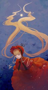 Rating: Safe Score: 0 Tags: 1girl absurdly_long_hair blonde_hair bonnet bow capelet closed_eyes dress image long_hair long_sleeves red_dress ribbon shinku solo twintails very_long_hair User: admin