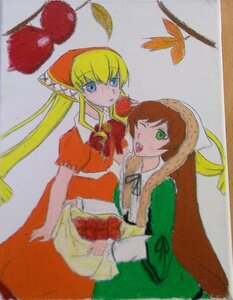 Rating: Safe Score: 0 Tags: 2girls blonde_hair blue_eyes bonnet bow bowtie dress green_eyes head_scarf image leaf long_hair long_sleeves looking_at_viewer multiple_girls one_eye_closed pair photo red_dress shinku suiseiseki traditional_media very_long_hair User: admin