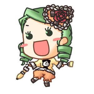 Rating: Safe Score: 0 Tags: 1girl :d blush blush_stickers chibi flower full_body green_eyes green_hair image kanaria open_mouth rose simple_background smile solo white_background User: admin