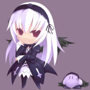 Rating: Safe Score: 0 Tags: 1girl chabo_(fuketsudan) chibi copy_ability crossover detached_collar dress frills full_body hairband image kirby kirby_(series) long_hair long_sleeves lowres rozen_maiden simple_background solo standing suigintou very_long_hair wings User: admin