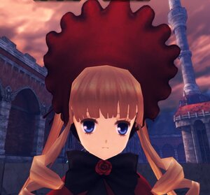 Rating: Safe Score: 0 Tags: 1girl bangs blonde_hair blue_eyes blunt_bangs bonnet brown_hair building dress expressionless flower image long_hair red_dress red_flower red_rose rose shinku sky solo twintails User: admin