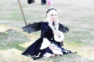 Rating: Safe Score: 0 Tags: 1girl 3d black_wings blue_eyes blurry blurry_background depth_of_field dress feathered_wings long_hair long_sleeves photo sitting solo suigintou weapon white_hair wings User: admin