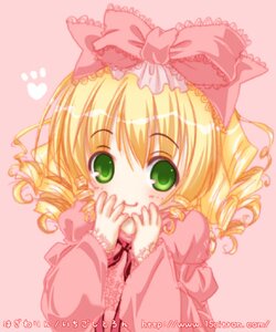 Rating: Safe Score: 0 Tags: 1girl blonde_hair bow dress drill_hair frills green_eyes hina_ichigo hinaichigo image long_sleeves looking_at_viewer pink_background pink_bow pink_dress puffy_sleeves simple_background solo striped upper_body User: admin