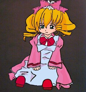 Rating: Safe Score: 0 Tags: 1girl black_background blonde_hair bow bowtie dress drill_hair frills full_body green_eyes hair_bow hina_ichigo hinaichigo image long_sleeves pink_bow pink_dress solo User: admin