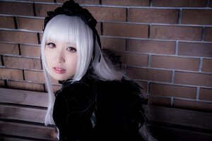 Rating: Safe Score: 0 Tags: 1girl bangs brick_wall gothic_lolita hairband lips lolita_fashion looking_at_viewer red_eyes solo suigintou User: admin