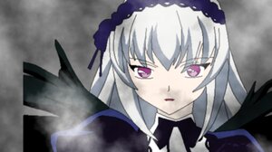 Rating: Safe Score: 0 Tags: 1girl bangs black_ribbon black_wings dress flower hairband image long_hair long_sleeves looking_at_viewer parted_lips pink_eyes ribbon silver_hair solo suigintou wings User: admin