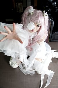 Rating: Safe Score: 0 Tags: 1girl blurry depth_of_field dress flower frills hair_flower hair_ornament kirakishou lips outstretched_arm outstretched_hand pink_hair reaching reaching_out sitting solo white_dress User: admin
