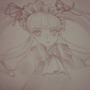 Rating: Safe Score: 0 Tags: 1girl bangs bonnet dress flower frills hat image long_hair looking_at_viewer monochrome photo rose shinku solo traditional_media upper_body User: admin