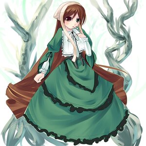 Rating: Safe Score: 0 Tags: 1girl blush brown_hair dress frills green_dress green_eyes head_scarf heterochromia image long_hair long_sleeves looking_at_viewer red_eyes solo suiseiseki very_long_hair User: admin