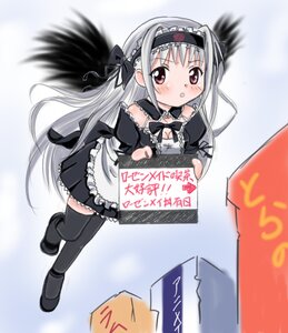 Rating: Safe Score: 3 Tags: 1girl apron black_legwear blush breasts hairband image long_hair maid silver_hair solo suigintou thighhighs wings zettai_ryouiki User: admin