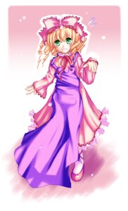 Rating: Safe Score: 0 Tags: 1girl apron artist_request blonde_hair bow dress flying_sweatdrops frills full_body green_eyes grin hina_ichigo hinaichigo image long_sleeves looking_at_viewer pink_bow pink_dress pink_footwear pumps red_footwear rozen_maiden shoes short_hair smile solo standing wavy_mouth white_legwear User: admin