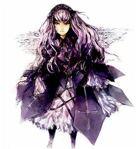 Rating: Safe Score: 0 Tags: 1girl dress frills hairband image long_hair long_sleeves looking_at_viewer pink_eyes simple_background solo suigintou white_background wings User: admin