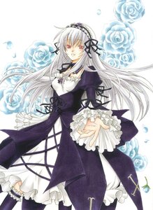 Rating: Safe Score: 0 Tags: 1girl bad_id bad_pixiv_id blue_flower dress flower frilled_sleeves frills hairband image juliet_sleeves long_hair long_sleeves looking_at_viewer purple_rose red_eyes ribbon rose rozen_maiden silver_hair smile solo suigintou traditional_media trimcolor User: admin