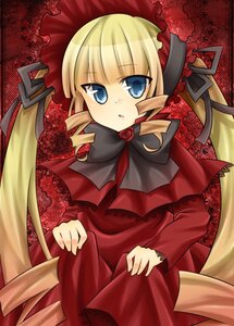 Rating: Safe Score: 0 Tags: 1girl blonde_hair blue_eyes bonnet bow dress drill_hair flower image long_hair long_sleeves looking_at_viewer red_dress rose shinku solo twintails User: admin