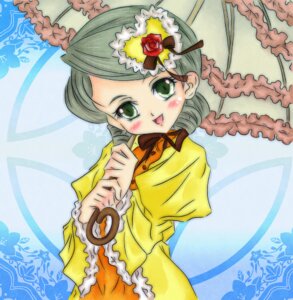Rating: Safe Score: 0 Tags: 1girl :d blush dress drill_hair flower frilled_pillow frills green_eyes green_hair hat heart heart_hair_ornament holding_umbrella image kanaria long_sleeves open_mouth parasol rose smile solo twin_drills umbrella yellow_dress User: admin